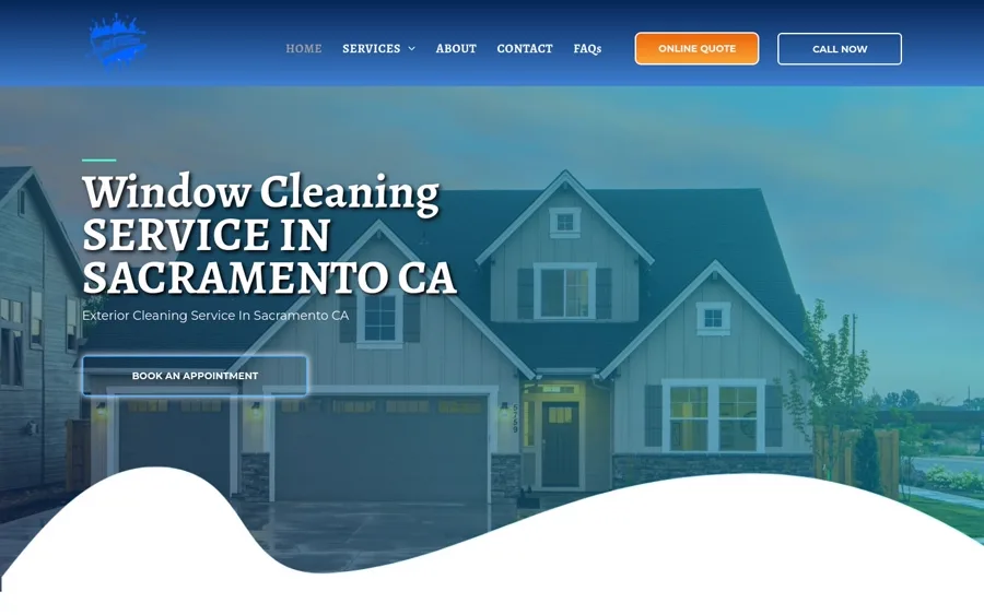 Dan Downey Window Cleaning website homepage, Sacramento window and gutter cleaning company serving Rocklin