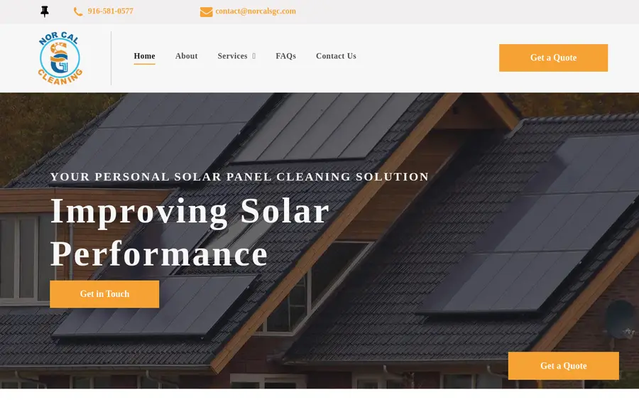 NorCal Solar and Gutter Cleaning website homepage, Rocklin solar panel and gutter cleaning company