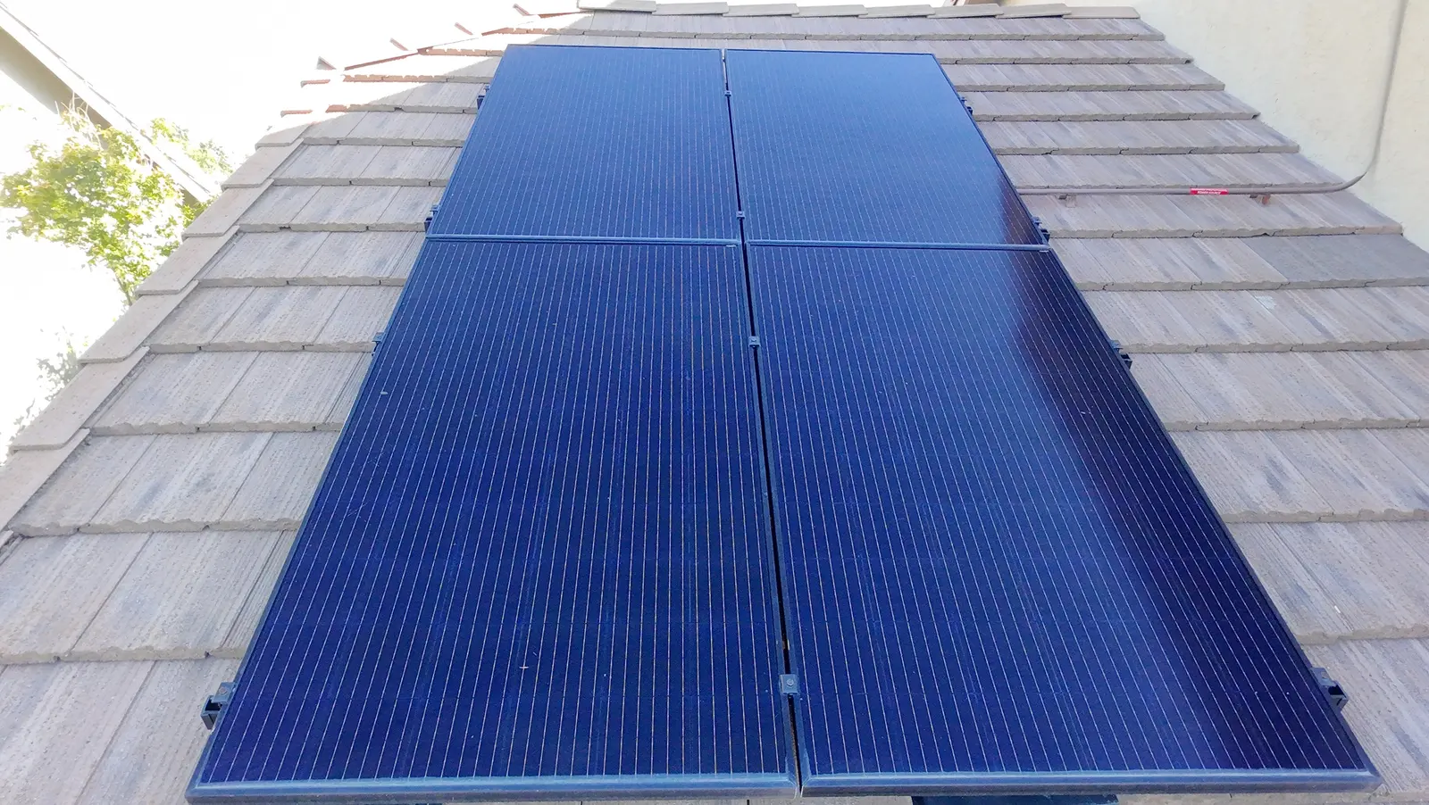 Streak-free solar panels with deep blue glass after professional solar panel cleaning